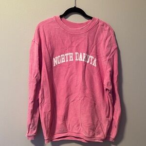 Chicka-d Ribbed Pink North Dakota Sweatshirt Crewneck
